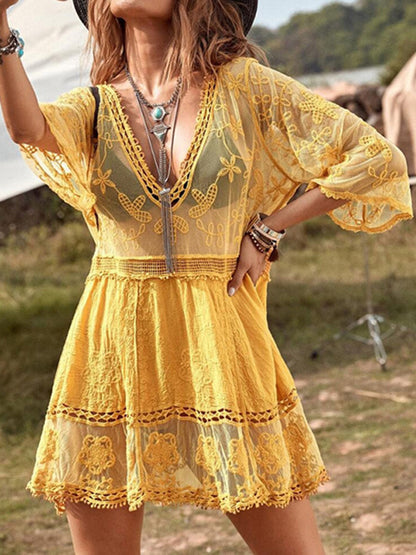 BeachGoddess™ Lace Cover-Up Dress