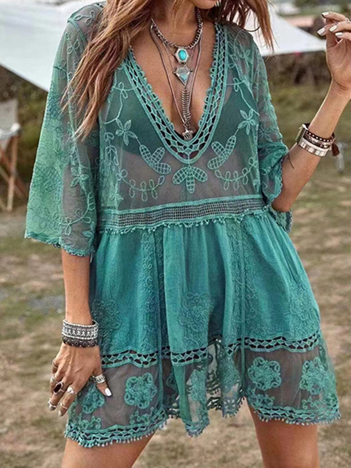 BeachGoddess™ Lace Cover-Up Dress